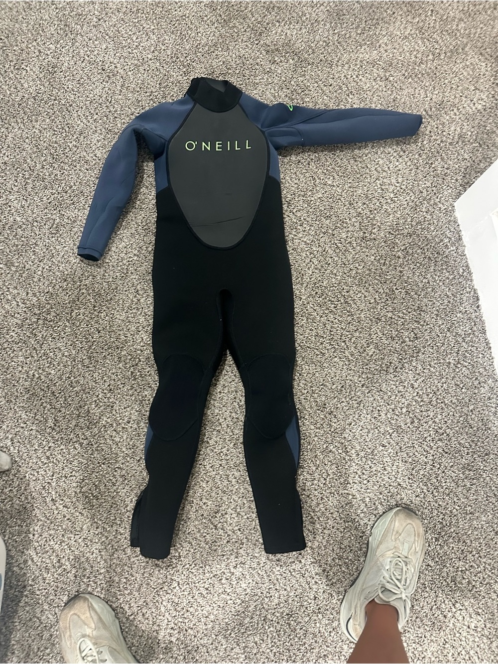 O'Neill Kids One-Piece Wetsuit in Navy and Black with Lime Logo
